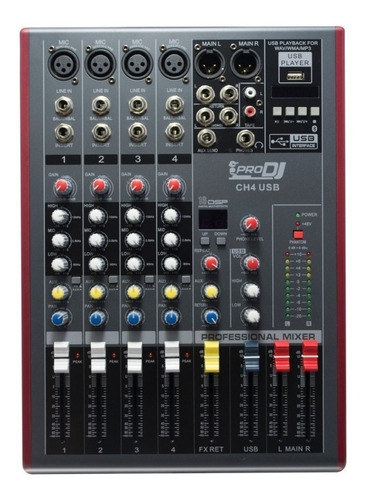 Mixer Pro Dj Ch4 Usb Consola 4 Canales / Mezclador Análogo