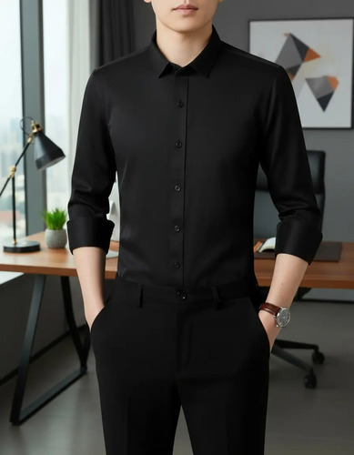 Camisa Slim Fit Manga Larga Hombre Casual Formal Sin Arrugas