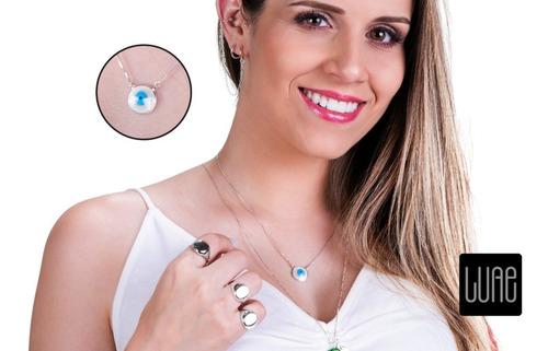  Colar Olho Grego Redondo 8 Mm Prata 925 Legítima Feminino