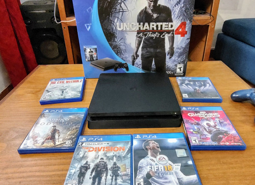 Playstation 4 Slim 500gb Con Joystick Original Y 6 Juegos.