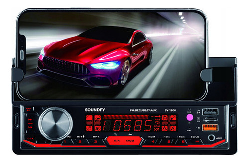 Som Automotivo Soundfy Sy1906 Com 7 Opções De Cores 2 Entradas Usb Sd Rádio