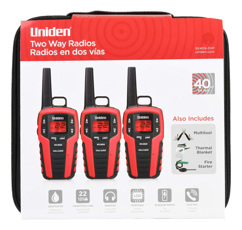 Uniden Sx409-3vp, Paquete De 3, Radios Bidireccionales Frs, 