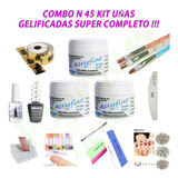 Combo 45 Kit Construccion Uñas Gelificadas Gel Torno Moldes