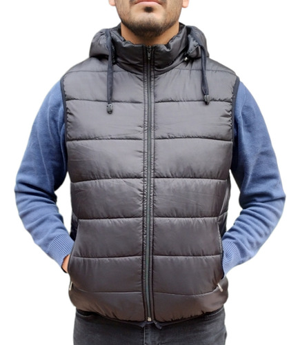 Chaleco Hombre Inflable Puffer Capucha Invierno Abrigo