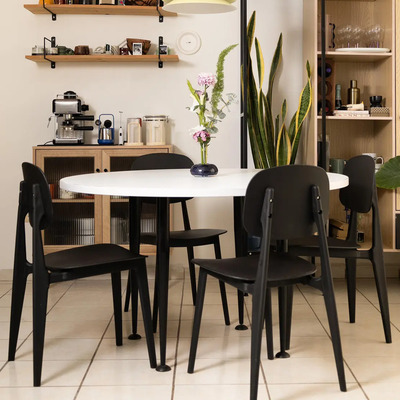 Set Sillas Comedor Top Living Modernas Apto Exterior Negro Diseño de la tela Liso | Meses sin interés
