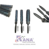 Kit 3 Escovas Vazada Long Profissional Térmica P M G Preta