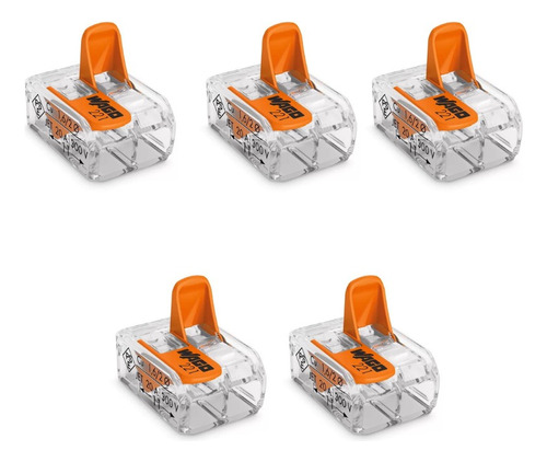 5 Conectores Wago Compacto Emenda 221-412 2 Polos 0,08-4,0mm