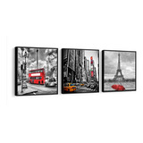 Quadro Mosaico Decorativo Ny Londres E Paris Cidades