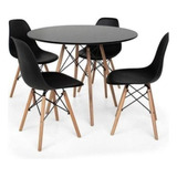 Conjunto Jantar Estilo Eiffel Mesa 90x90 + 4 Cadeiras Eames 