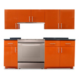 Cocina Integral Moderna Malasia Izquierda 2.10m Naranja.