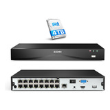 Zosi Nvr Poe H.265+ 4k 8mp 16 Canales Con 4tb Para Grabacion