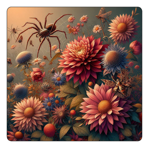 Mousepad Flores Y Arañas Spider Flowers Color M4