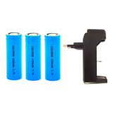 Kit 3 Baterias 18490 18500 3,7v 1400mah Li-ion & Carregador