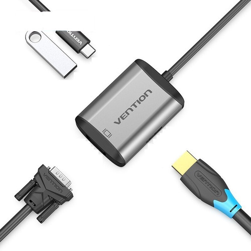 Adaptador Hub Vention Usb C 4 En 1 - Hdmi 4k/ Vga / Usb / Pd