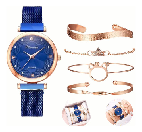 Juego De Pulsera De Reloj De 5 Piezas, Reloj De Cuarzo Mujer