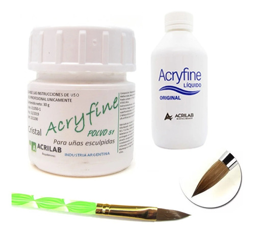 Acrilico Acryfine 30 Gs Polimeros + Monomero + Pincel Envgra