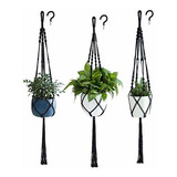 Macrame Plant Hanger 3pcs Negro Interior Colgante Jardi...