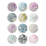 Glitter Mix Hexágonos Y Flakes Iridiscentes - Kit X12