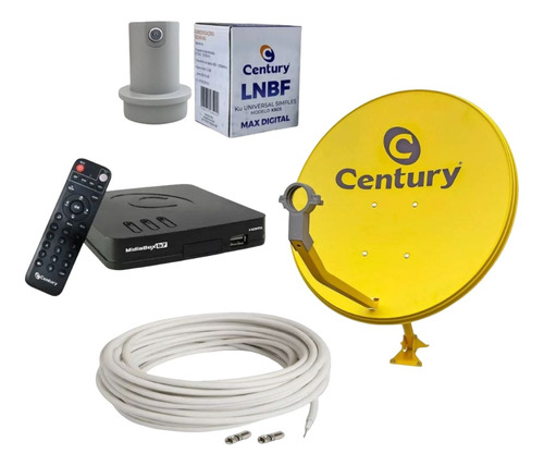 Kit Receptor Midiabox B7 Century Com Antena Ku 60cm Amarela