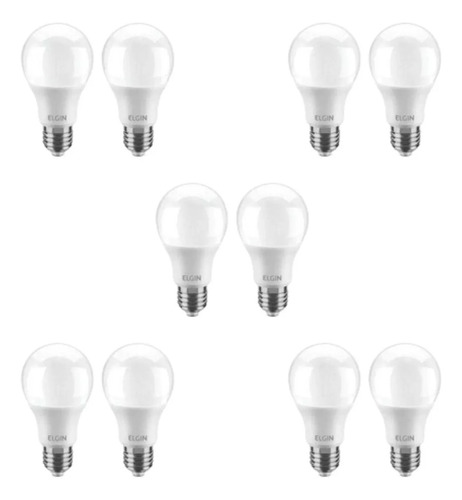 Kit 10 Lâmpadas Bulbo Led Elgin 48bled2f15yu A60 15w 6500k