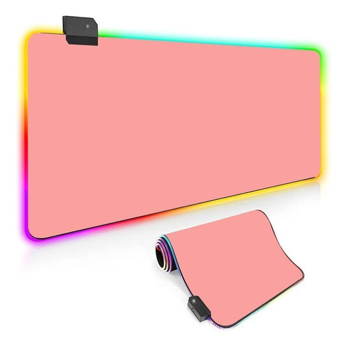 Mousepad Rosa Gamer Led Rgb 7 Cores Grande 80 X 30cm