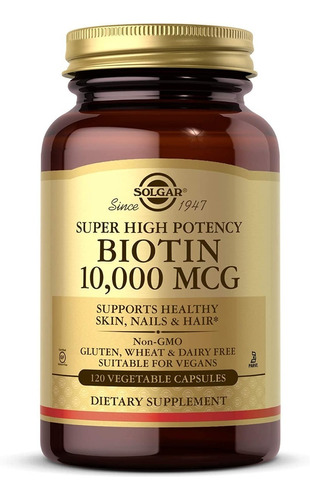 Biotina 10,000mcg (120 Capsulas Veganas) Solgar Hecho En Usa