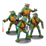 Tortugas Ninjas Figuras X4 Und Articuladas Juguete De Colecc