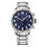 Reloj Tommy Hilfiger 1791053 Trent Original Agente Oficial Color De La Malla Plateado Color Del Bisel Plateado Color Del Fondo Azul Oscuro