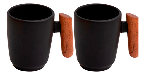 Set X 2 Taza De Ceramica Mango Madera Otilia Chaco Cafe Te 