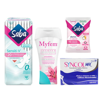 Kit Periodo Menstrual Saba Sensiti-v + My Fem + Syncol | Envío gratis