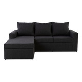 Geben Argentina Premium    Esquinero Sofa Rinconero Living 210 X 160 Chenille Color Negro Diseño De La Tela Rustica