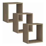 Kit 03 Nichos Quadrados Decorativos Mdf Amadeirado 40x40