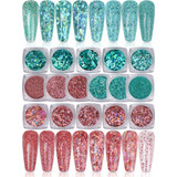 Spearlcable Holographic Nail Glitter 16 Cajas Uñas Polvo Uña