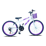 Bicicleta  De Passeio Infantil Forss Anny Aro 24 18v Freios V-brakes Câmbios Comum Cor Branco Com Descanso Lateral