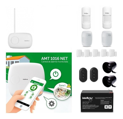 Kit Alarme Intelbras Amt 1016 App 2 Sensor Infra Sem Fio Pet