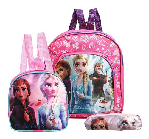 Kit Mochila Escolar Pequena Frozen Elsa E Anna De Costa