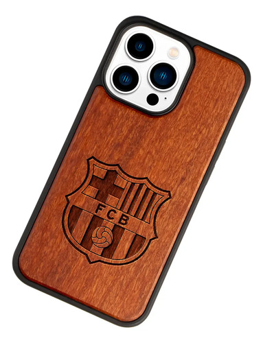 Funda Para iPhone Fc Barcelona Madera Grabada Case Futbol | Envío gratis