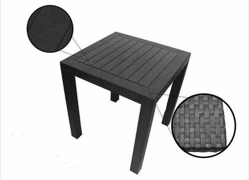 Mesa De Plástico Tipo Rattan Color Negro