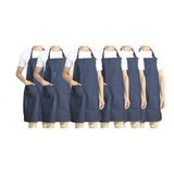 Pack De 6 Delantales En Denim Con Bolsillo - Indigo, Jean