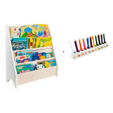 Rack Para Livros Infantil Standbook + Porta Lápis De Colorir