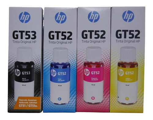 Combo Hp Tinta Gt52 Gt53 Negro Cian Magenta Amarillo