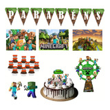 Kit Festa Em Casa Só Bolinho Decoração Aniversario Minecraft