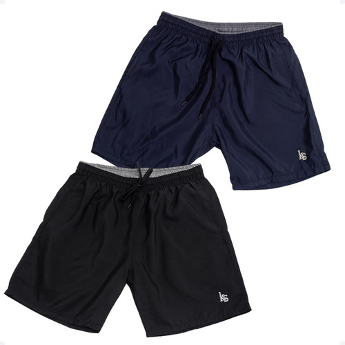 2 Short Bermuda Tactel Grosso Adulto Fitness Esporte 042