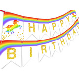 Unicornio Brights Arco Iris Feliz Cumpleaños Banner Ba...