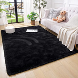 Alfombra Peludita Tipo Shaggy 200x240 Grande Negro 