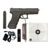 Arma Automática Airsoft Elétrica Glock 6mm Cyma + Alvo Papel