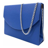 Bolsa Feminina Clutch Festa Balada Casamento Alça Corrente Cor Azul-royal