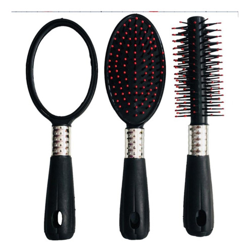 Set X3 Cepillo Cabello + Espejo + Peine Dama Sheli 3415