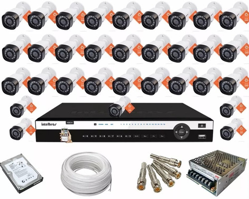 Kit 32 Câmeras Segurança Residencial Dvr 1032 Intelbras +4tb