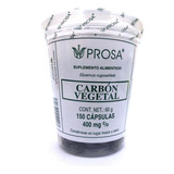 Prosa Naturales Carbón Vegetal Activado 150 Cápsulas De 400 Mg. Sin Sabor